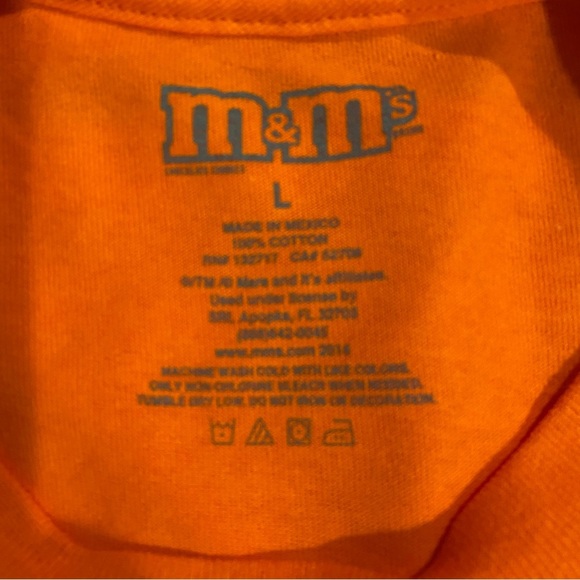 M&M’S Men's size Large Cotton Orange Character Big Face T- shirt tee NWOT - Picture 4 of 5